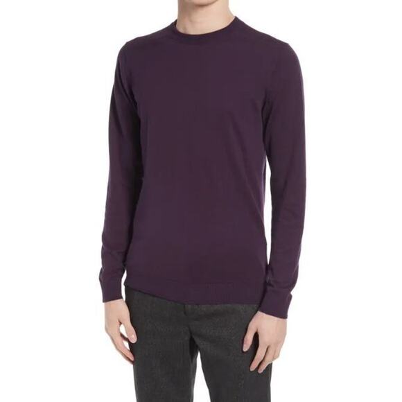 Ted Baker London NWT Men's Sandkas Slim Fit Crewneck Purple Sweater Sz 6 (XXL) - Picture 1 of 11